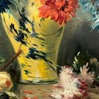 "stilleven Met Bloemen". Olieverf Op Doek. thumbnail 7