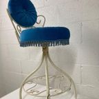 Vintage Vanity Chair / Barok Blauw Stoeltje / Kruk thumbnail 16