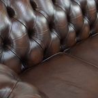 Luxe En Charmante 3-zits Rundleren Chesterfield Bank In Engelse Stijl thumbnail 9