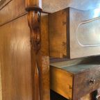 Antiek Notenhout Secretaire/ Klepsecretaire Met Veel Lades thumbnail 6