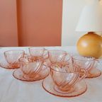 Vintage Rosaline Kop En Schotel France Roze Persglas thumbnail 12
