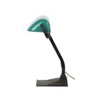 Art Deco Bureaulamp Notarislamp Erpe Model 52 Smeedijzer Groene Emaille Kap thumbnail 6