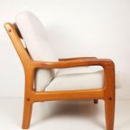 Vintage Deense Dyrlund Fauteuil Nieuw Gestoffeerd Crème Wol thumbnail 12