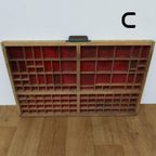 Brocante, Bruine Antieke Houten Letterbak, Wanddecoratie C thumbnail 5