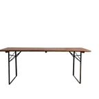 Vintage Houten Inklapbare Tafel Met Ijzeren Frame thumbnail 6