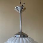 Lamp Hanglamp Art Deco 1930 Ufo Vorm Wit Glas Frans thumbnail 2