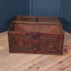 Polychrome Beschilderde Eikenhouten Bruidskistje thumbnail 2
