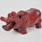 Vintage Hout Beeld Hippo Nijlpaard Sculptuur Oosters ‘70 thumbnail 12