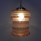 Art Deco Hanglamp Met Roze Glazen Kap thumbnail 11