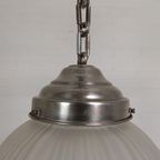 Art Deco Hanglamp Met Ronde Bol Met Geometrische Patronen, Jaren 30 thumbnail 6