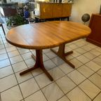 Vintage Deens Design Eettafel Ovaal/Rond, Massief Teak, Verlengbaar thumbnail 2