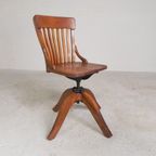 Eiken Bureaustoel, Atelierstoel, In Hoogte Verstelbaar, Jaren 30 thumbnail 5