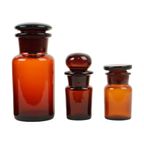 Echte Oude Apotheker Potten Medische Flessen Set Bruin Amber Glas thumbnail 4