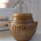 Vintage Voorraad Pot Met Deksel, Groen Bruin Met Reliëf Deco thumbnail 19