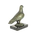 Art Deco Duif Beeldje Sculptuur Marmeren Basis Gesigneerd R. Scali Ca 1930 thumbnail 7