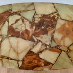 Vintage Ovale Messing Salontafel Koffietafel Met Marmer Blad thumbnail 9