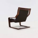 Scandinavian Bent Wood And Leather Lounge Chair 1960S thumbnail 6