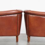 Set Van 2 Elegante En Stijlvolle Engelse Stijl Clubfauteuils Gemaakt Van Rundleer thumbnail 5