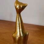 2X Messing Katten Poezen Beelden Vintage  Poes Kat Beeld thumbnail 5