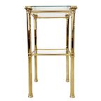 Hollywood Regency Bijzettafel Etagère Messing Glas 1970s thumbnail 4