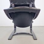 Vintage Fauteuil Skipper Mobler Apollo Deens Zwart Leer '70 thumbnail 11