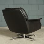 Vintage Lederen Draaifauteuil Met Hocker – Jaren 70 thumbnail 8