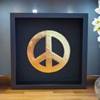 Peace Logo 23Ct Goud Verguld Kunstwerk In Lijst thumbnail 5