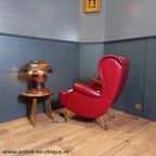 Rode Italiaanse Vintage Designfauteuil thumbnail 7