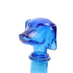 Grote Vintage Karaf Teckel Dashond Blauw Glas Empoli Italy 36cm thumbnail 7