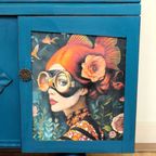 Petrolblauw Dressoir 'vrouw Met Goudvissen' - Eclectisch thumbnail 4