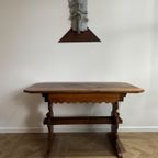 Antique German / Alpine Trestle Table With Drawer thumbnail 11