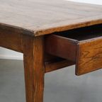 Prachtige Antieke Franse Eettafel Met 3 Lades Van Eikenhout Met Een Uitmuntend Patina thumbnail 16