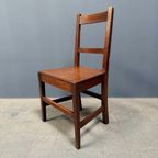 Set Van 6 Antieke Hollandse Eikenhouten Keukenstoelen thumbnail 4