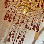 Xxl Murano Teardrop Kroonluchter Hanglamp Vintage Goud Frame thumbnail 14
