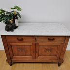 Vintage Antiek Frans Dressoir Commode Ladekast Badkamermeubel Met Marmer Blad 904 thumbnail 3