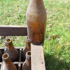 60 Tot 80 Jaar Oude Krat, Flessenkrat Met 24 Bierflessen. thumbnail 4