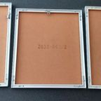 Drieluik Zilver Zwart Metaal Gravures Angerand 3 Dames thumbnail 2