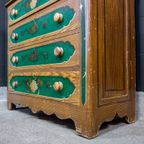 Handbeschilderde Volkskunst Ladekast/Commode – Circa 1900 thumbnail 8