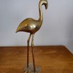 Messing Vintage Flamingo Vogel Vogels Geel Koper thumbnail 9