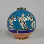 Bolvaasje ''Le Bal'' Van Jean Boggio Voor Emaux Longwy, Jaren 90 thumbnail 12