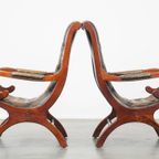 Set Van 2 Sierlijke En Karaktervolle Groene Vintage Rundleren Engelse Chesterfield Fauteuils thumbnail 5