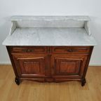 Vintage Antiek Dressoir Commode Ladekast, Badkamermeubel Met Marmer Blad 203 thumbnail 5