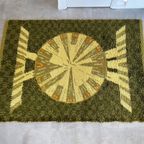 Groot Groen Vintage Rya Vloerkleed / Kleed, Scandinavisch Design thumbnail 2