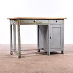 Vintage Bureau Hout | Oud Bureau | Houten Bureau Grijs thumbnail 9