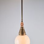 Vintage Art Deco Bol Hanglamp Schoollamp Copper Glas ‘20 thumbnail 3