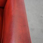 Unieke, Stijlvolle Rood Geverfde Armchair Gemaakt Van Schapenleer thumbnail 9