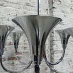 Grote Art Deco Hanglamp Met 6 Verchroomde Kelken thumbnail 9