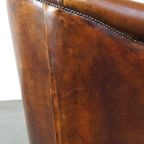 Hele Mooie Clubfauteuil Van Schapenleer Met Een Mooie Warme En Luxe Cognac Kleur thumbnail 11