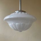 Lamp Hanglamp Art Deco 1930 Ufo Vorm Wit Glas Frans thumbnail 7