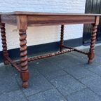 Stoere Eiken Eettafel/ Schrijftafel Met Gedraaide Poten, Exacte Maten Volgen thumbnail 8